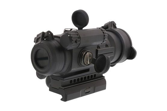 The Aimpoint PRO patrol rifle optic uses standard aaa batteries and last up to 50,000 hours and is made out of aluminum